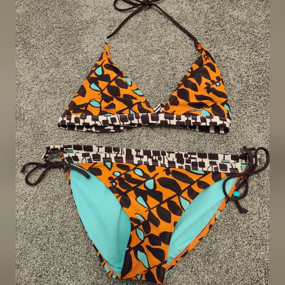Stylish Orange and Blue Bikini Set